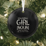 Volleybalmeisje wit glas ornament<br><div class="desc">volleybal,  beachvolleybal,  volleybal,  team,  volleybalteam,  volleybal team,  awesome,  bal,  beach,  funny,  player,  quote,  saying,  sport,  volleybal player</div>