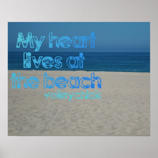 Volleybalmotivatie - hart op strand poster (Voorkant)