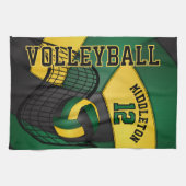 Volleybalontwerp - Groen, Gold, zwarte handdoek (Horizontaal)