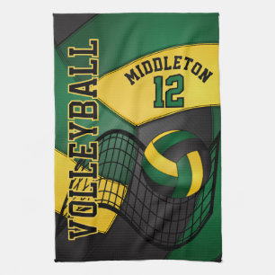 Volleybalontwerp - Groen, Gold, zwarte handdoek