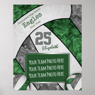 volleybalplofoto groene grijze meisjes poster