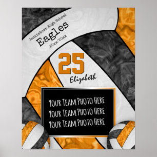 volleybalplofoto van zwarte oranje meisjes poster