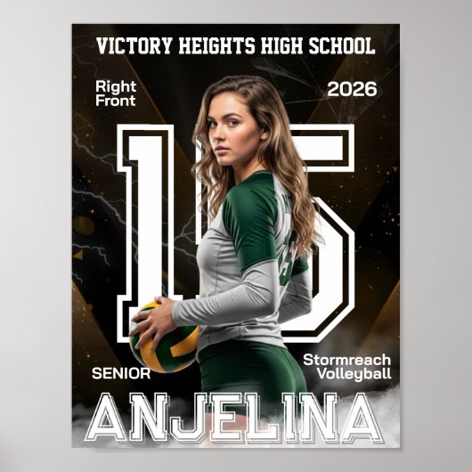 Volleybalposter sjabloon, Senior Night Poster (Voorkant)