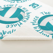 volleybalrechtbank blij blauwgroen grijs sherpa deken (3/4)