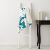 volleybalrechtbank blij blauwgroen grijs sherpa deken (In situ)