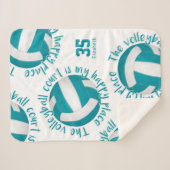 volleybalrechtbank blij blauwgroen grijs sherpa deken (Voorkant (horizontaal))