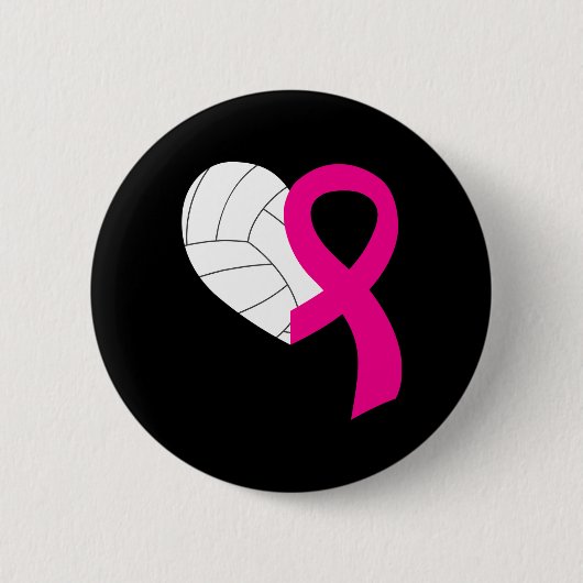 Volleybalroze lint-lint-borstkankerarsenaal ronde button 5,7 cm (Voorkant)