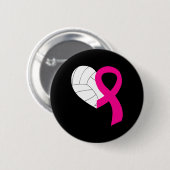 Volleybalroze lint-lint-borstkankerarsenaal ronde button 5,7 cm (Voorkant /achterkant)