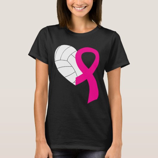 Volleybalroze lint-lint-borstkankerarsenaal t-shirt (Voorkant)