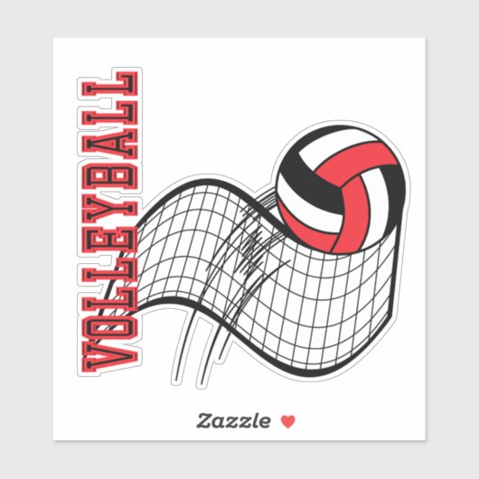 Volleybalspel - Rood Sticker (Vel)