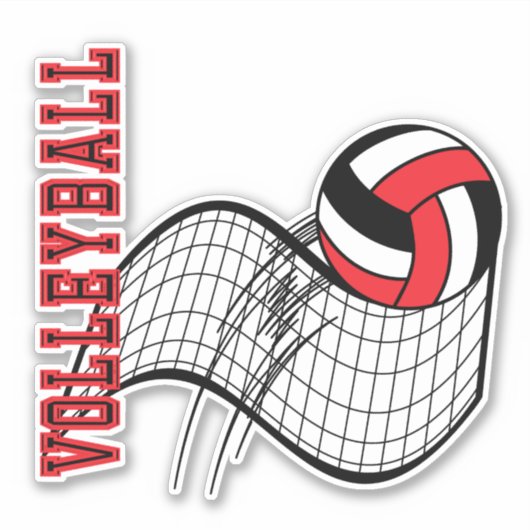 Volleybalspel - Rood Sticker (Voorkant)
