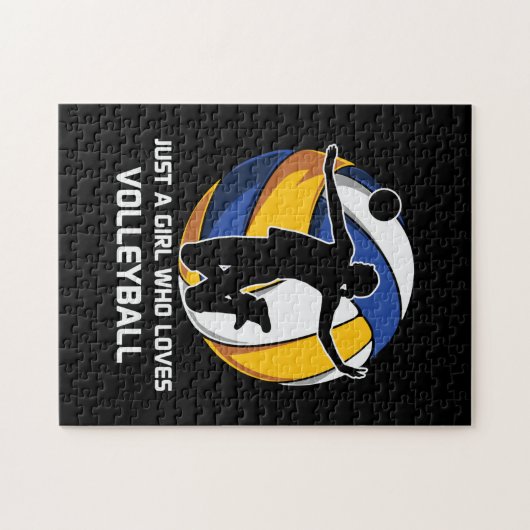 Volleybalspeler alleen een meisje dat van Volleyba Legpuzzel (Horizontaal)