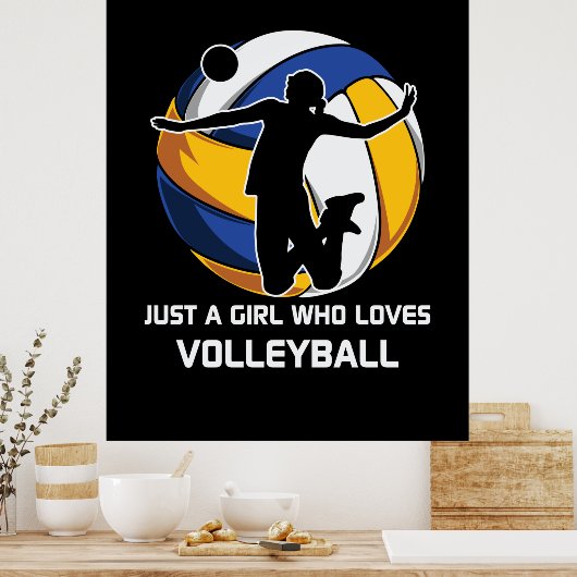 Volleybalspeler alleen een meisje dat van Volleyba Poster (Keuken)