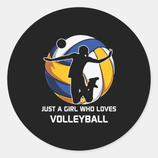 Volleybalspeler alleen een meisje dat van Volleyba Ronde Sticker (Voorkant)