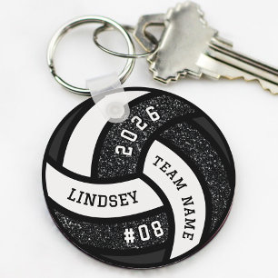 Volleybalspeler Black Glitter Sleutelhanger