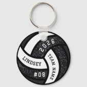 Volleybalspeler Black Glitter Sleutelhanger (Voorkant)