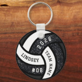 Volleybalspeler Black Glitter Sleutelhanger (Voorkant)