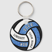 Volleybalspeler Blue Glitter Sleutelhanger (Voorkant)
