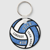Volleybalspeler Blue Glitter Sleutelhanger (Voorkant)