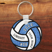 Volleybalspeler Blue Glitter Sleutelhanger (Voorkant)