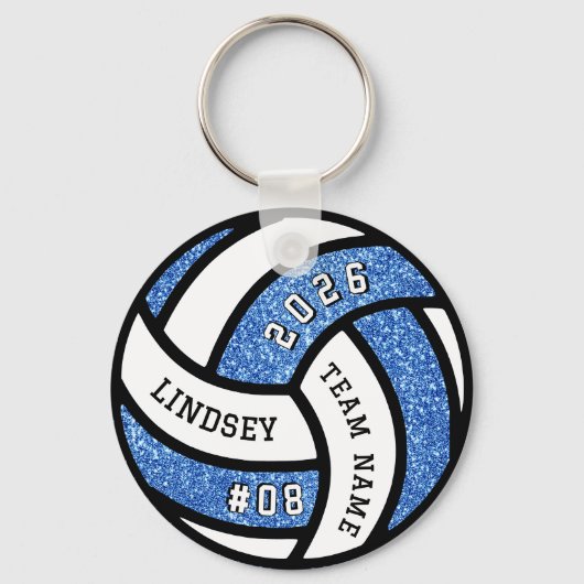 Volleybalspeler Blue Glitter Sleutelhanger (Achterkant)