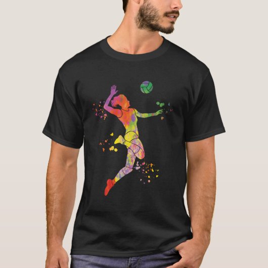 Volleybalspeler Colorsplash Beach Volleybal T-shirt (Voorkant)