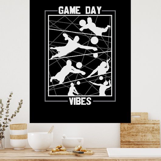 Volleybalspeler | Game Day Vibes Poster (Keuken)