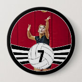 Volleybalspeler Gepersonaliseerd foto- en Jersey n Ronde Button 4,0 Cm (Voorkant)
