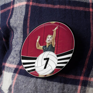 Volleybalspeler Gepersonaliseerd foto- en Jersey n Ronde Button 4,0 Cm