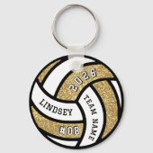 Volleybalspeler Gold Glitter Sleutelhanger (Voorkant)