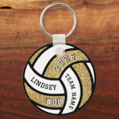 Volleybalspeler Gold Glitter Sleutelhanger (Voorkant)