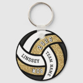 Volleybalspeler Gold Glitter Sleutelhanger (Voorkant)