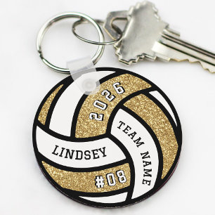 Volleybalspeler Gold Glitter Sleutelhanger