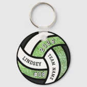 Volleybalspeler Green Glitter Sleutelhanger (Voorkant)