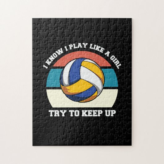 Volleybalspeler | Ik weet dat ik als een meisje sp Legpuzzel (Verticaal)