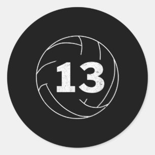 Volleybalspeler Jersey nummer Dertien grafisch Ronde Sticker