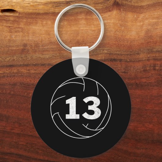 Volleybalspeler Jersey nummer Dertien grafisch Sleutelhanger (Voorkant)