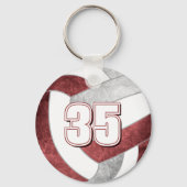 Volleybalspeler jersey nummer maroon grijs sleutelhanger (Voorkant)