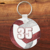 Volleybalspeler jersey nummer maroon grijs sleutelhanger (Voorkant)