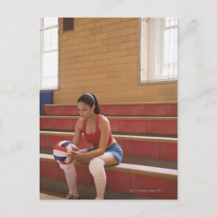 Volleybalspeler met volleybal briefkaart