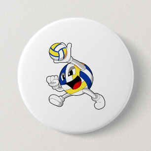 Volleybalspeler met volleybal ronde button 7,6 cm