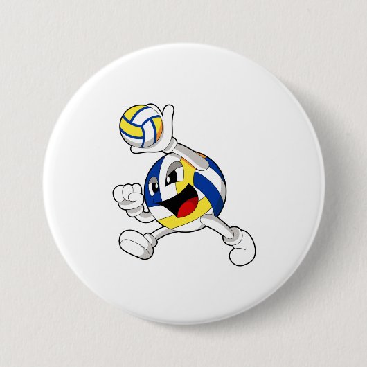 Volleybalspeler met volleybal ronde button 7,6 cm (Voorkant)