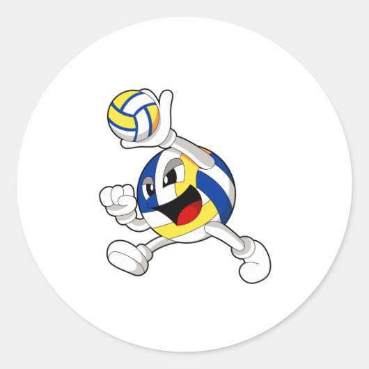 Volleybalspeler met volleybal ronde sticker (Voorkant)