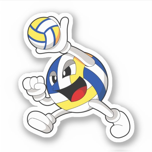 Volleybalspeler met volleybal sticker (Voorkant)