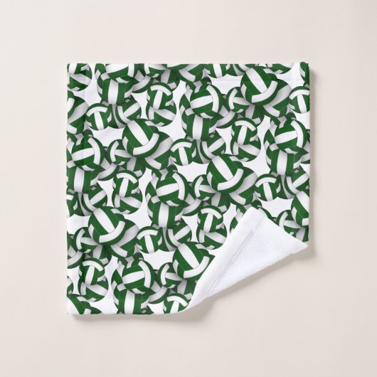 Volleybalspeler Naam Athletic Green Team Kleuren Bad Handdoek (Wasdoekje)