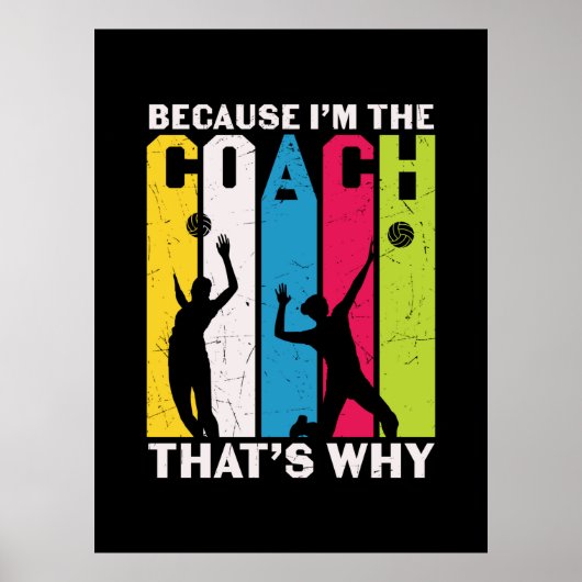 Volleybalspeler | Omdat ik de coach ben Poster (Voorkant)