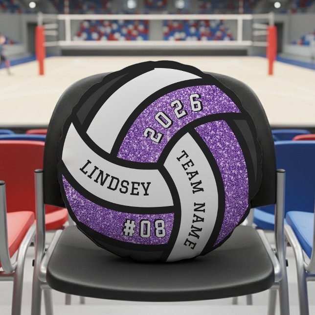 Volleybalspeler Paarse Glitter Rond Kussen (Creator heeft geüpload)
