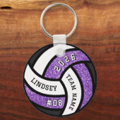 Volleybalspeler Paarse Glitter Sleutelhanger (Voorkant)