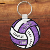 Volleybalspeler Paarse Glitter Sleutelhanger (Voorkant)