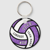 Volleybalspeler Paarse Glitter Sleutelhanger (Achterkant)